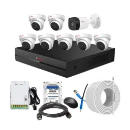 CP Plus 2.4MP Indoor &a; Outdoor CCTV Combo Kit with 8Ch DVR, 1 Bullet 7 Dome Camera, 8Ch SMPS, 70m Cable, 500GB HDD &a; Connector-18