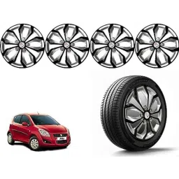 Auto Pearl 4 Pcs 14 inch Polypropylene Black &a; Silver Press Type Car Wheel Cover Set with Retention Ring for Maruti Suzuki Ritz Type 1 2012-2014, 14WC_Pearl_Rev_RitzType1_2012_14-picture-23