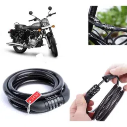 Auto Pearl PVC &a; Plastic Black Combination Cable Lock for Bullet 350 New BS6-picture-21