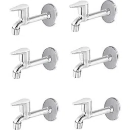Spazio Smartbuy Stainless Steel Chrome Finish Vignette Collection Long Body Bib Cock with Wall Flange (Pack of 6)-picture-45
