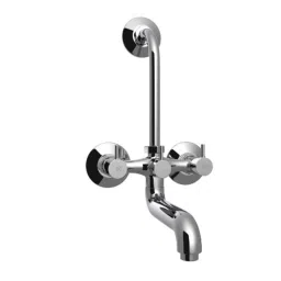 RN 1/2 inch Brass Ingot Nickel &a; Chrome Plated Flow Telephonic Wall Mixer with L Bend-image-10