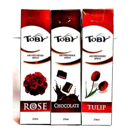 Toby 3 Pcs 270ml Rose, Tulip &a; Chocolate Long Lasting Fragrance Air Freshener Spray Set-image-72