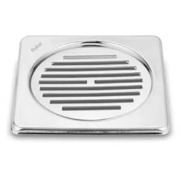 Ruhe 5x5 inch Stainless Steel Glossy Finish Classic Neon Square Floor Drain with Collar, 16-0509-39-picture-0