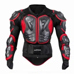 AllExtreme ARBA002 Red Full Body Armor Spine Chest Protection Gear Motocross Jacket for Motorcycling Biking Riding, Size: M-45