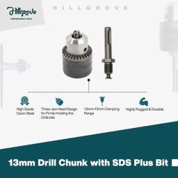 Hillgrove HGCM371M1 1200W 26mm Hammer Impact Drill Machine, 850W Angle Grinder, Drill Chunk, SDS Adapter, 5 Pcs SDS Plus Bits &a; 5 Pcs HSS Drill Bits Combo, HGCM663 image 3