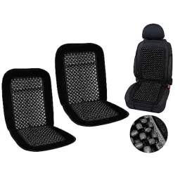 Auto Pearl PU, Velvet &a; Wooden Beads Black Rectangular Seat Cushion for Audi TT (Pack of 2 )-image-7