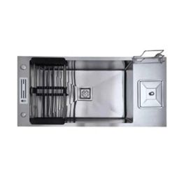 WaveBlack 37x18x10 inch 304 Stainless Steel Matt Finish Single Bowl Kitchen Sink with Square Coupling, WBSBD-37181-NEW-image-17