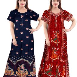Pack of 2 Women Nighty Set-image-37