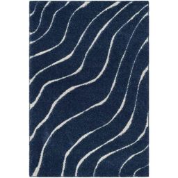 Carpetify 3x5ft Dark Blue &a; Cream Abstract Wavy Design Shaggy Carpet, 1224YQZZP66-image-90