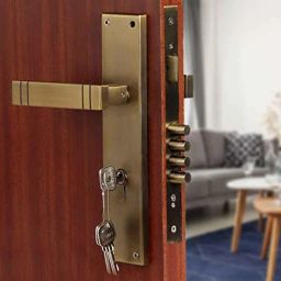 Saze Spacio 10 inch Stainless Steel Antique Brass Matt Finish Cylindrical Plate Mortise Door Lock Handle Set with 3 Keys-image-56