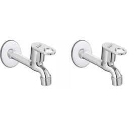 Spazio MAX Stainless Steel Chrome Finish Long Body Bib Cock with Wall Flange (Pack of 2)-picture-3