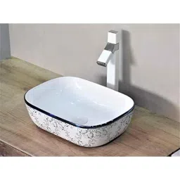 InArt 24x16.5x5 inch Ceramic Blue &a; White Bathroom Table Top Wash Basin, INA-553-image-70