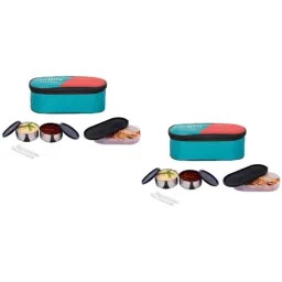 Carrolite 650ml Blue &a; Black Stainless Steel Lunchbox Buy 1 Get 1 Free, Comboblack_007 (Pack of 5)-image-9