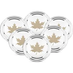 Classic Essentials CE-06 6 Pcs 30cm Stainless Steel Permanent Maple Design Dinner Plate Set (Pack of 5)-image-98