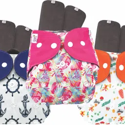 Bumtelligent Reusable 3 Baby Cloth Diaper & 6 RapiDry Inserts, Side Leak-Proof.-19