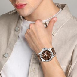 killer Working Day and Date Analog Watch - For Men KL-9200-BROWN image 2
