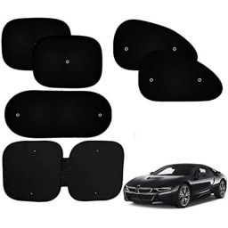 Auto Pearl 6 Pcs PVC &a; Mesh Black Window, Front &a; Rear Sun Shade Set for BMW i8-picture-15