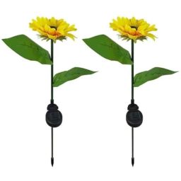 Rashmi Traders 2 Pcs Plastic Yellow Outdoor Solar Sunflower Light Set, 9328-17