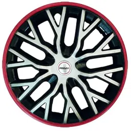 Prigan 4 Pcs 16 inch Polypropylene Black, Silver &a; Red Press Fitting Car Wheel Cover Set for Hyundai Creta-picture-7