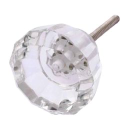 Atom 1.25 Inch Clear Crystal Glass Flower Cabinet Door knob-image-54