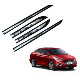 SureStrive 4 Pcs Black &a; Silver Side Door Car Beading Set for Hyundai Verna 2017 Model-17