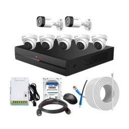 CP Plus 2.4MP Full HD Audio Indoor &a; Outdoor CCTV Combo Kit with 8Ch DVR, 5 Dome 2 Bullet Camera, 8Ch SMPS, 70m Cable, 2TB HDD &a; Connector-86