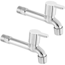 Zesta Flora Stainless Steel Chrome Finish Silver Long Body Bib Cock with Flange, Size: Standard (Pack of 2)-picture-15