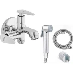Neelkund Pan Brass Silver Chrome Finish 2 Way Bib Tap with Twin Elbow Valve &a; Star Health Faucet-picture-7