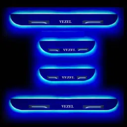 SureStrive 4 Pcs Acrylic Black Car Door Footstep Sill Scuff Plate Set with Blue LED for Honda Vezel All Model-image-24