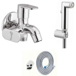 Prestige Ocean Brass Chrome Finish2 Way Bib Cock with Push Button Health Faucet-image-59