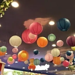 shuang you Paper Hanging Lantern Ball Lamp Shade, 12-inch (Multicolor, Pack of 15) Multicolor Paper Hanging Lantern Multicolor Paper Hanging Lantern image 4