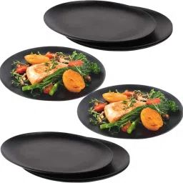 Melamine Round Full Size Black 11 Inch Dinner Plates set, for serving Food Dinner Plate-image-26