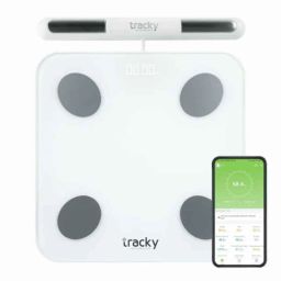Tracky 180kg Black Tempered Glass Portable Smart Weighing Scale with 8 Electrodes, 22 Essential Body Parameters &a; LED Backlight, TR-CS10B-16
