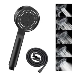 IRIS 9 inch Brass Black Multi-Functional Water Flow Handheld Shower with 1.5m Shower Tube Hose Pipe-image-12