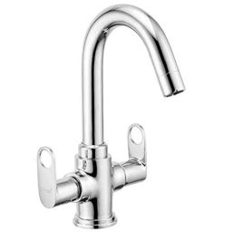 Oleanna Prime Brass Silver Chrome Finish Center Hole Basin Mixer-image-42