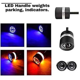 Meenu Arts World Handle Bar End Dual LED Bike Turn Signal Indicator Light (Blue) for Bullet 350 Twin Spark-9