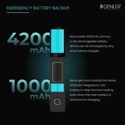 Denler DL02 Black Smart Digital Door Lock with Face ID, LCD Display, Camera, Wi-Fi Unlock from Remote Location Using App, Fingerprint, RFID Card &a; PIN image 4