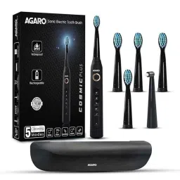 AGARO Cosmic Plus Black Battery Operated Rechargeable Sonic Electric Tooth Brush for Adult with 5 Brush Heads, 33438-picture-43