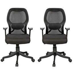Regent Matrix LB Net &a; Metal Black Chair with T Type Handle (Pack of 2)-101