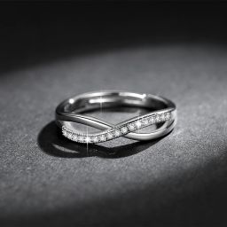Princess Zircon Cross Design Adjustable Ring For Women & Girls with Rose box packing Stainless Steel Cubic Zirconia Silver Plated Ring-image-58