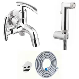 Prestige C-2 Brass Chrome Finish 2 Way Bib Cock with Push Button Health Faucet-image-95