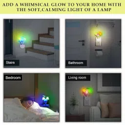 dwiza enterprise Auto ON/Off Sensor Mushroom Shape LED- Multicolor Light Illuminated and Flowers Night Lamp image 5