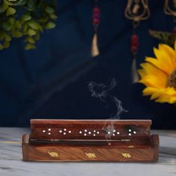 Sheesham Wood Incense Stick Holder Pipe Shaped 10*3*3 Inch, Agarbatti Stand Wooden Incense Holder-image-10