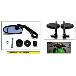 AOW Handle Bar End Side Mirror Rear View Ovel Mirror for Bajaj Pulsar 220 (Set of 2)-87
