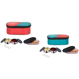 Carrolite 650ml Multi Colour Stainless Steel Lunchbox Buy 1 Get 1 Free, Comboblack_009 (Pack of 2)-image-53