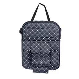 AllExtreme EXTSEO1 Black &a; White PU Leather Car Back Seat Organizer with Foldable Table, Tray Backseat, Bottle &a; Tissue Holder-picture-29