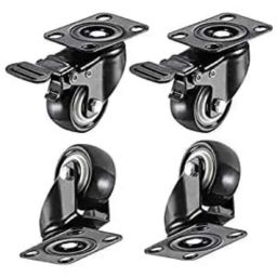 Implemental 4 Pcs 1.5 inch Rubber Black Castor Wheel Set with Lock for Furniture (Pack of 3)-picture-37