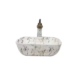 Riya 18x13x5 inch Ceramic Jelly Marble Square Countertop &a; Tabletop Art Wash Basin-picture-24