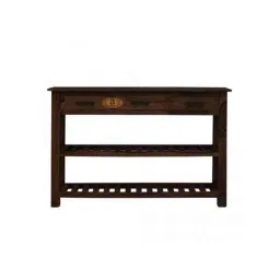 Angel Furniture Solid Sheesham Wood Lacquar Finish Dark Brown Rectangular Side End Table, AF-156W-38