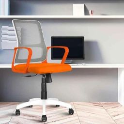 Rose Elanzo Mesh Orange &a; White Medium Back Revolving Ergonomic Office Chair-10